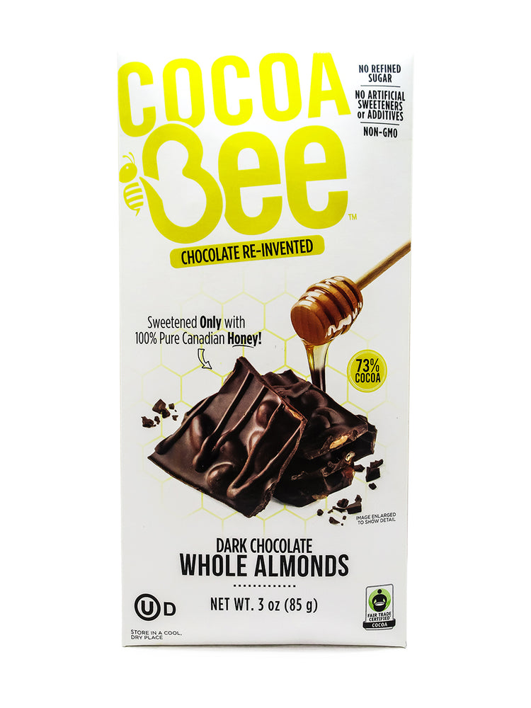 
            
                Load image into Gallery viewer, Cocoa Bee Dark Chocolate with Almond Bar
            
        